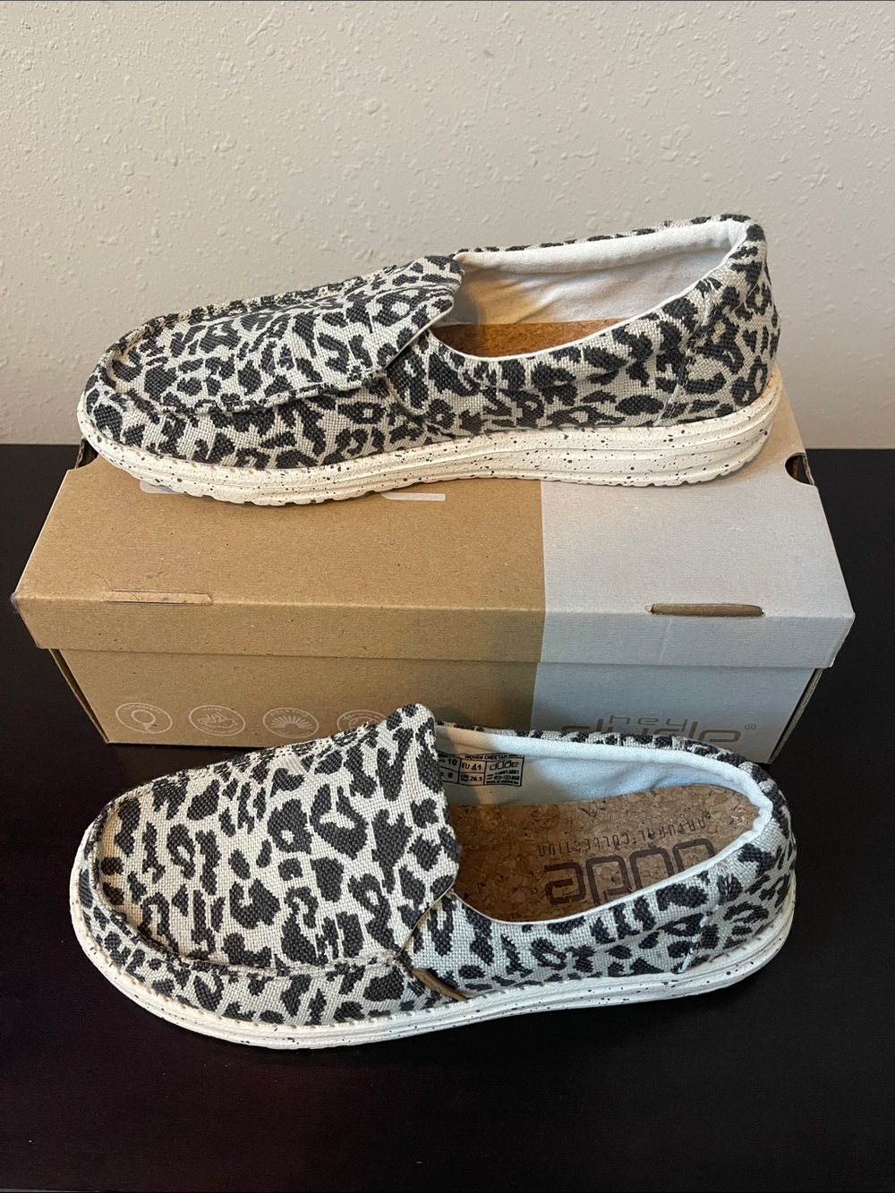 Hey Dude Women’s Misty Woven Cheetah Grey Slip-On Sneakers